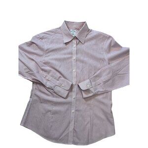 Brooks Brothers Women's 8 #346 Fitted Non-Iron Long Sleeve Pink/Red/Blue Strippe